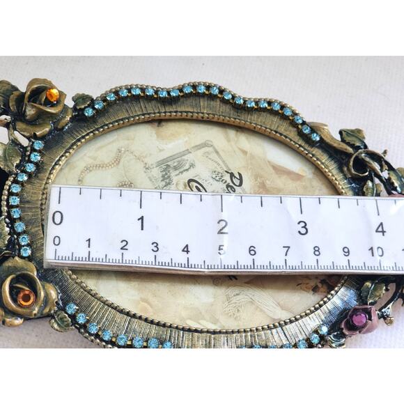 PICTURE FRAME-Vintage Matson F1782 Jeweled Roses Oval–PetiCadeau Collection-Rare - Picture 12 of 13